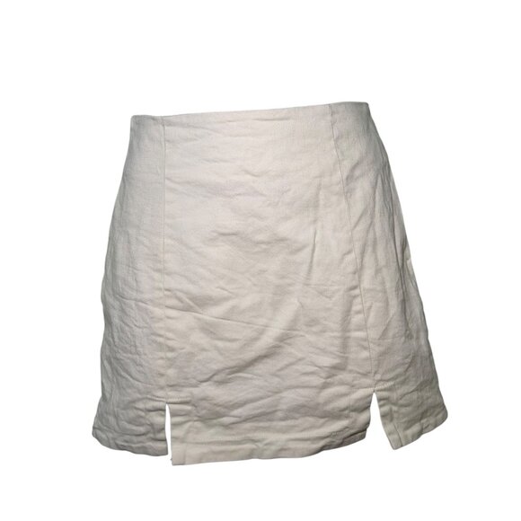 ASTR The Label White Mini Skirt XS | Cotton Blend | Two Front Slits - Picture 4 of 6